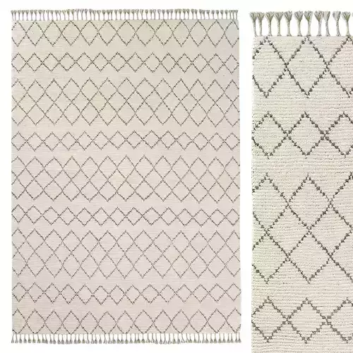 Escala Hand-Knotted Wool Shag Rug Ivory Grey