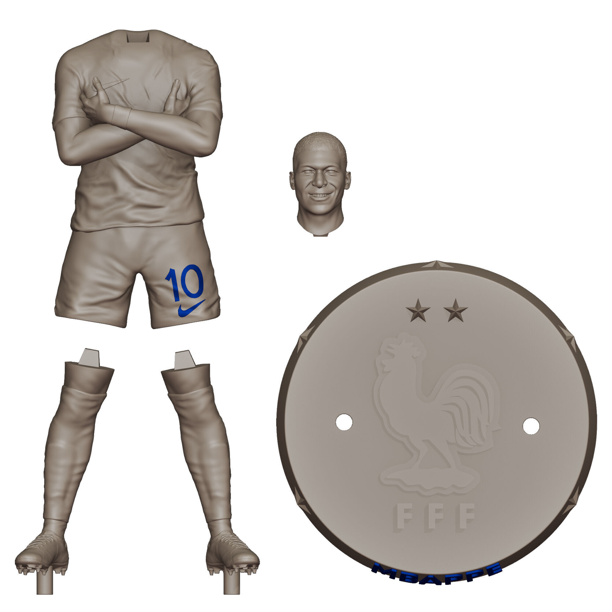 KYLIAN MBAPPE - FRANCE AND REAL MADRID FOOTBALL PLAYER 3D PRINT 3D print model_6