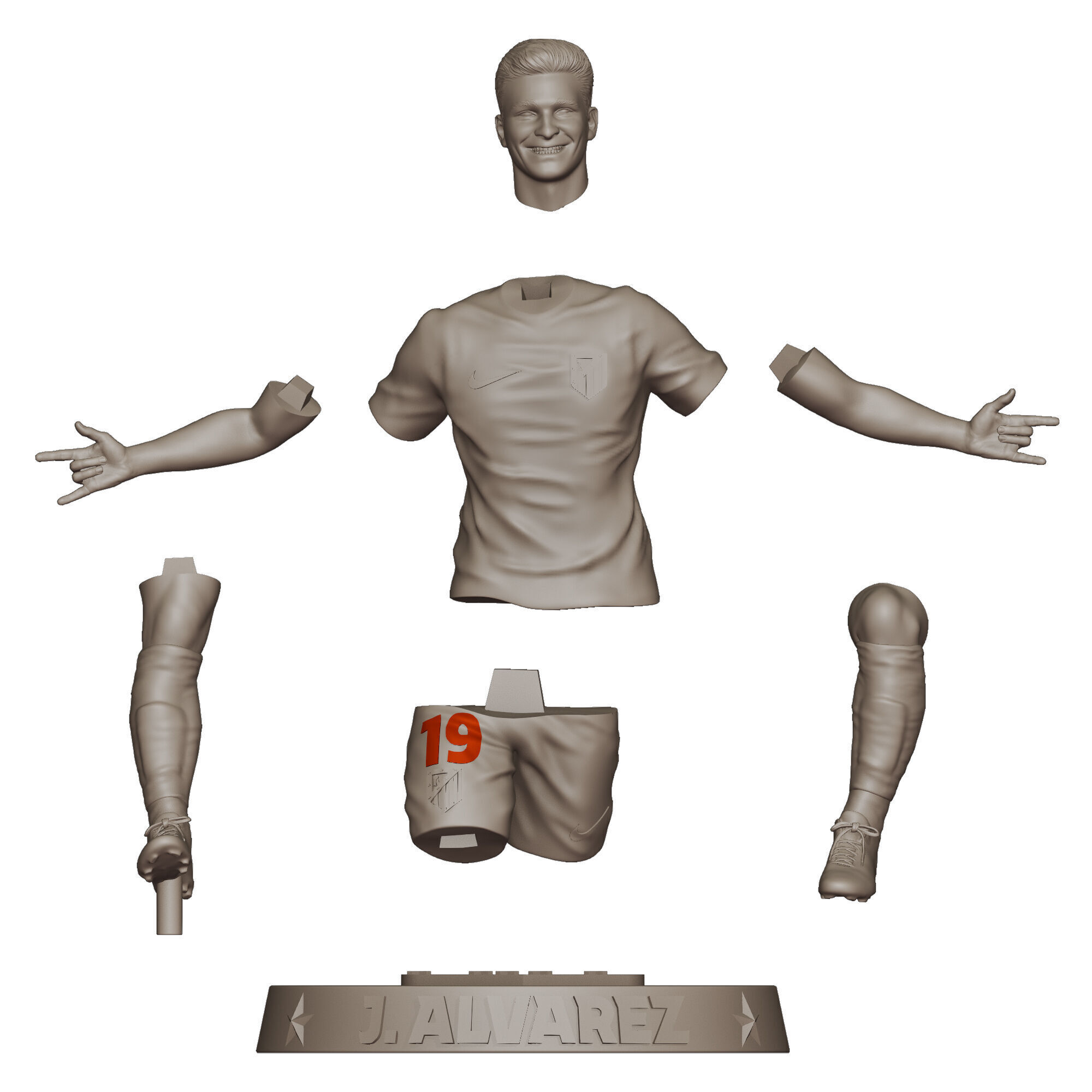 JULIAN ALVAREZ - ATLETICO MADRID - FOOTBALL PLAYER 3D PRINT 3D print model_8