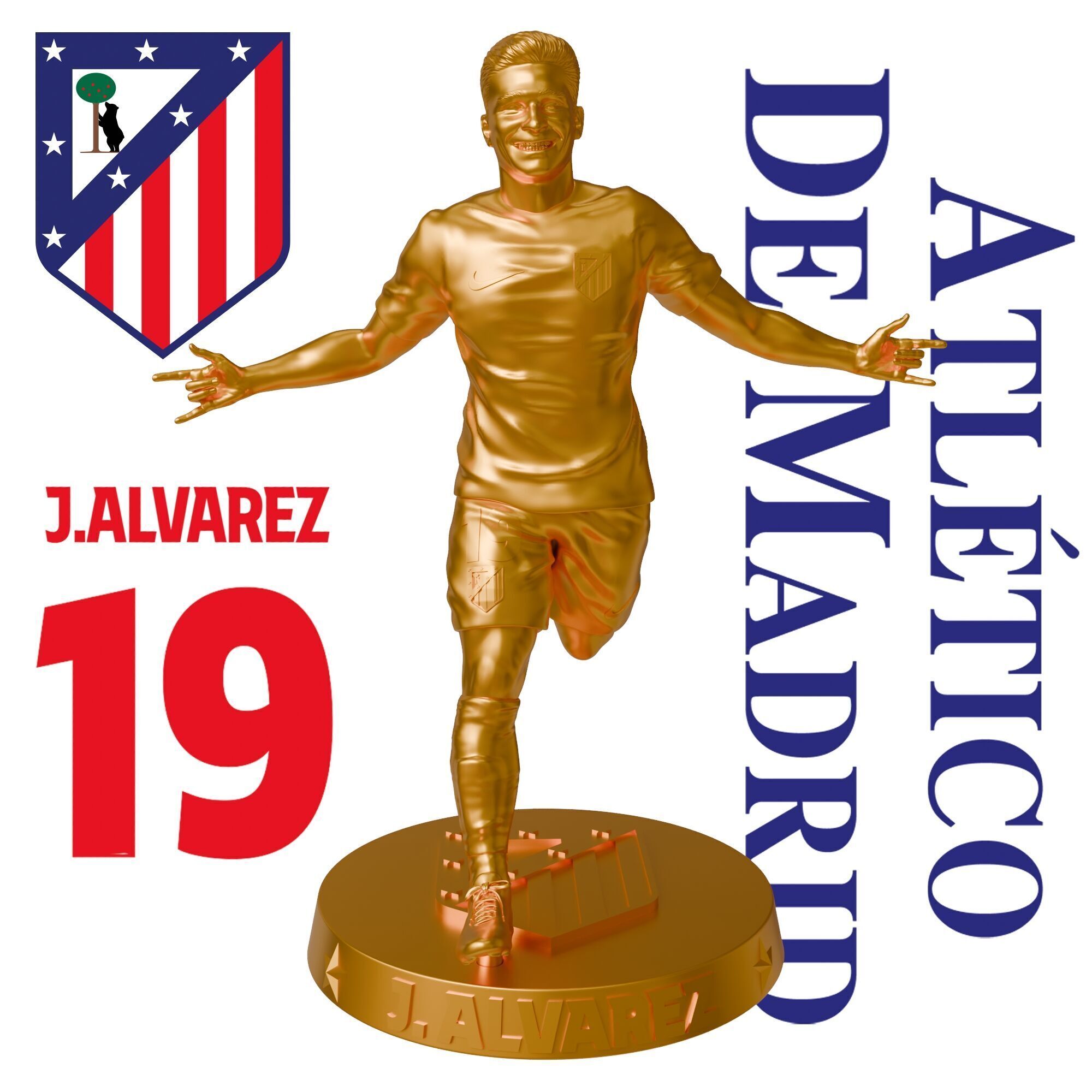 JULIAN ALVAREZ - ATLETICO MADRID - FOOTBALL PLAYER 3D PRINT 3D print model_1