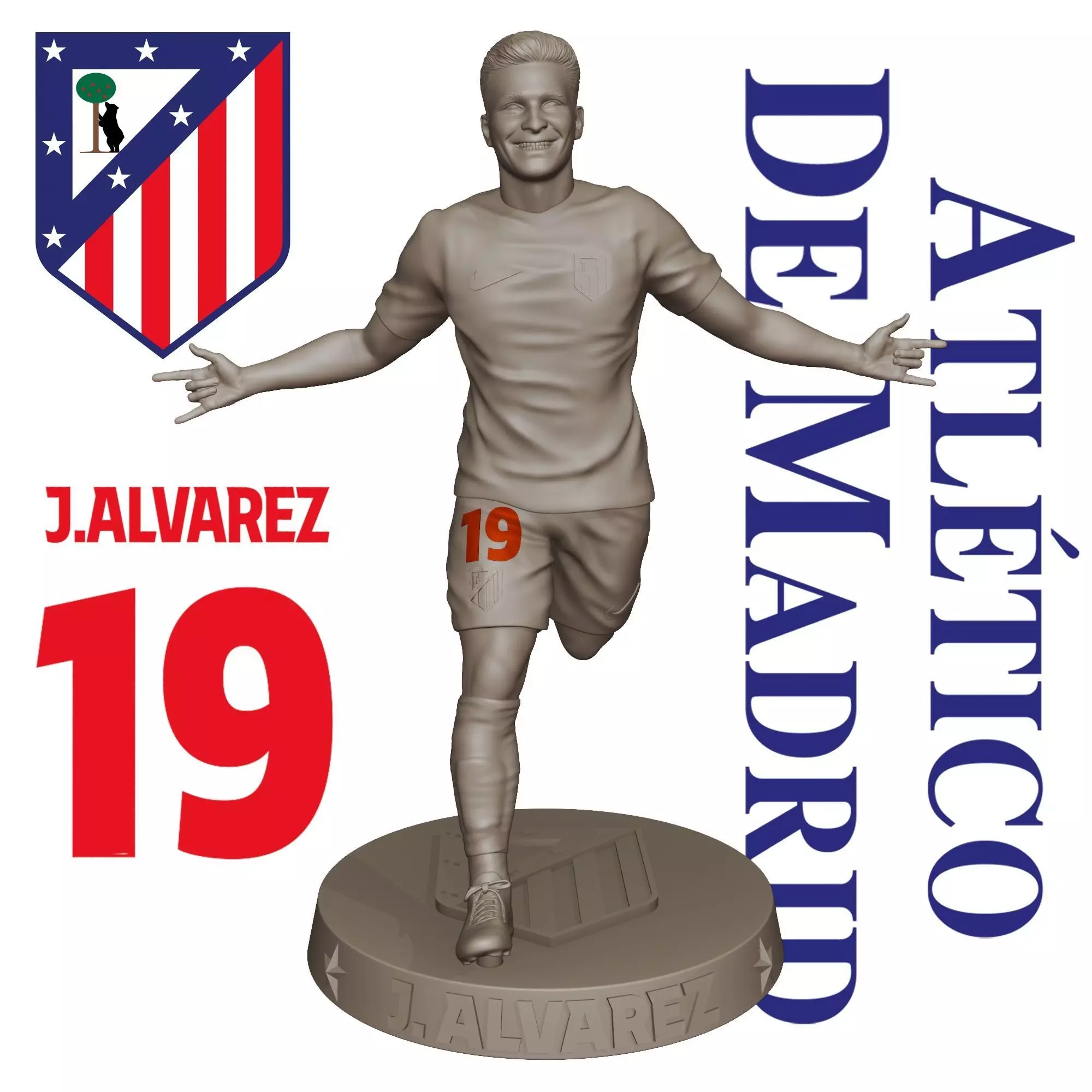 JULIAN ALVAREZ - ATLETICO MADRID - FOOTBALL PLAYER 3D PRINT 3D print model_0