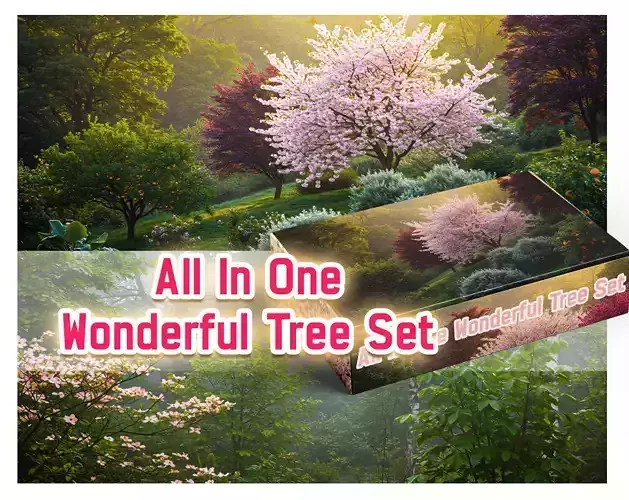 Wonderful Tree Collection All In One Low-poly 3D model