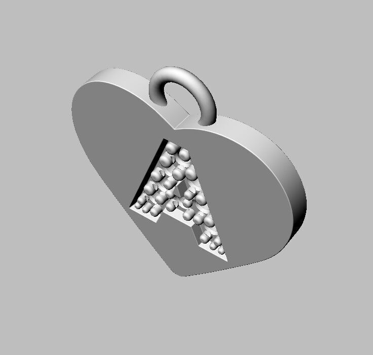 Alphabet Diamond Heart Pendants - 26 Letters 3D print model_19