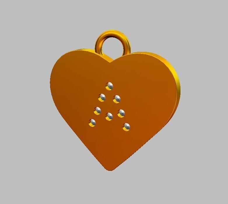Alphabet Diamond Heart Pendants - 26 Letters 3D print model_10