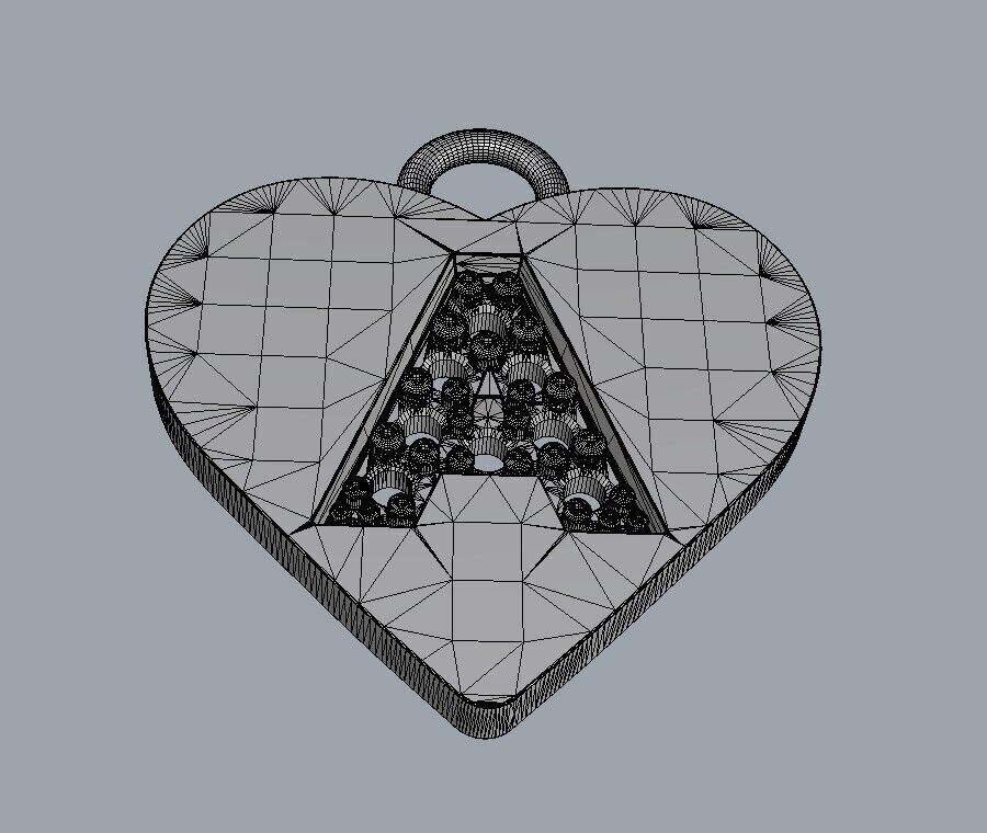 Alphabet Diamond Heart Pendants - 26 Letters 3D print model_22