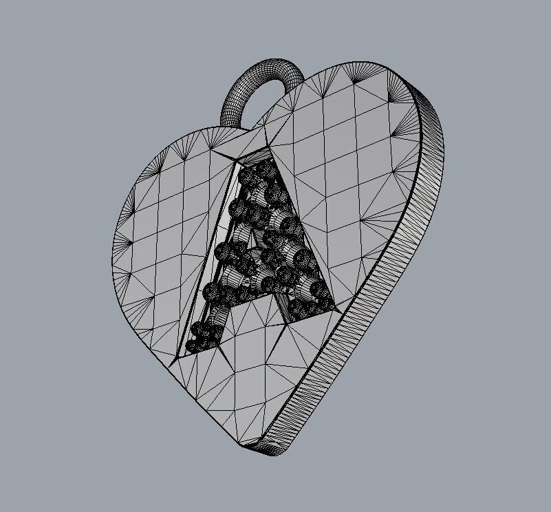 Alphabet Diamond Heart Pendants - 26 Letters 3D print model_21