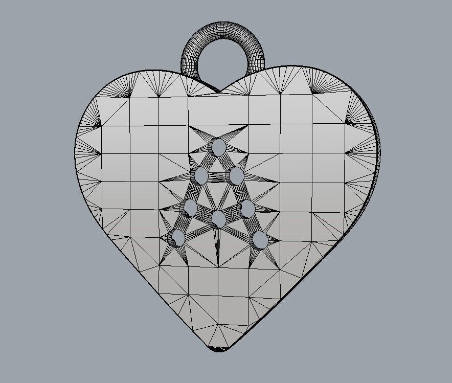 Alphabet Diamond Heart Pendants - 26 Letters 3D print model_24