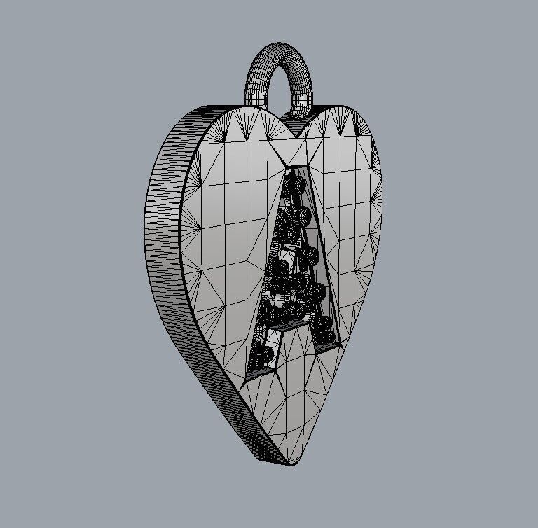 Alphabet Diamond Heart Pendants - 26 Letters 3D print model_23