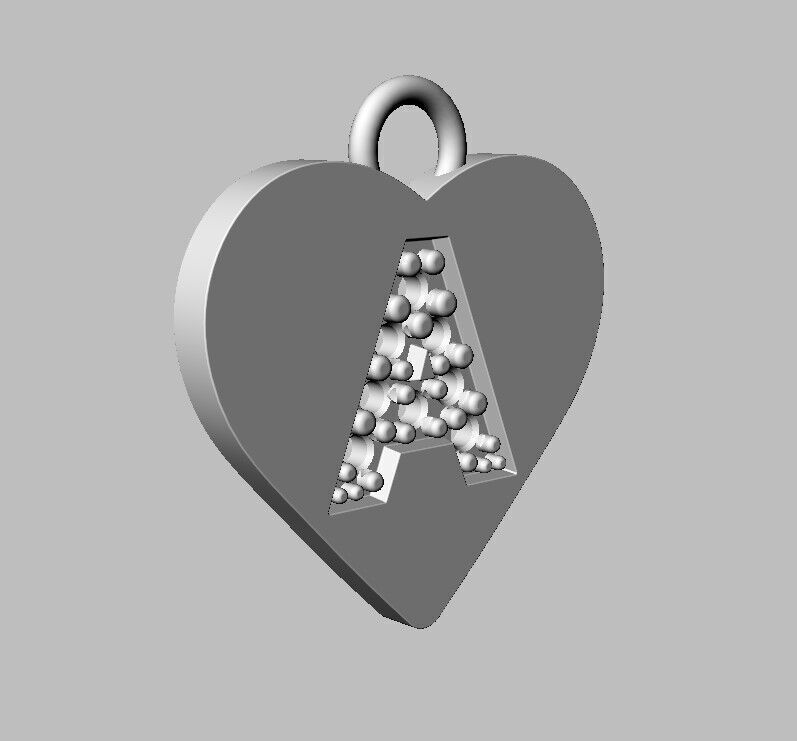 Alphabet Diamond Heart Pendants - 26 Letters 3D print model_16