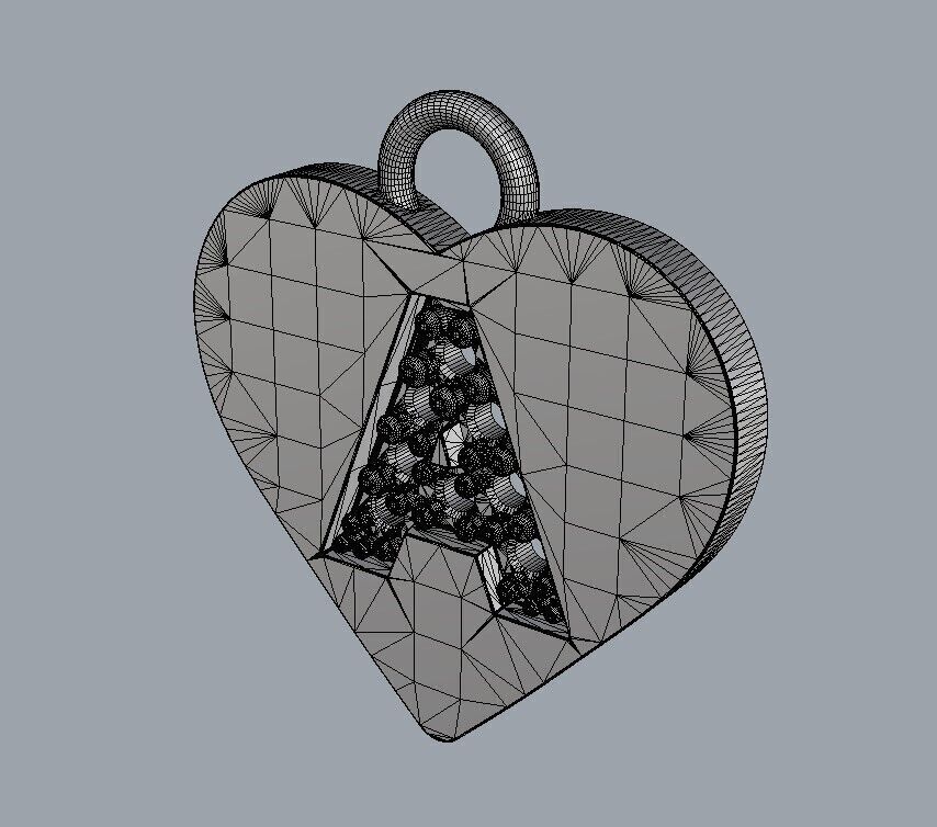 Alphabet Diamond Heart Pendants - 26 Letters 3D print model_20