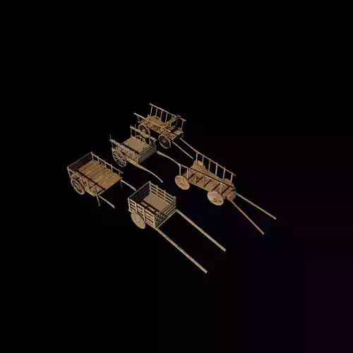 Old wooden carts 3D model