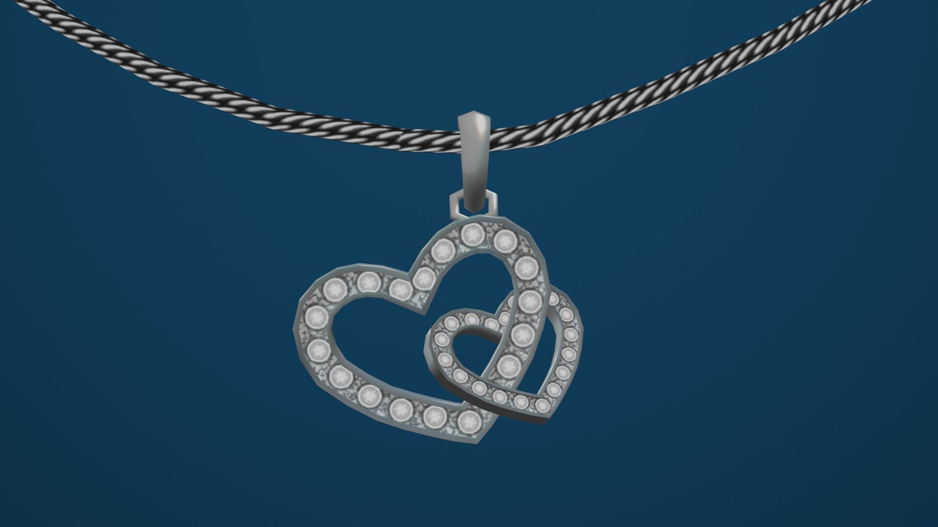 diamond necklace low poly  Low-poly 3D model_1