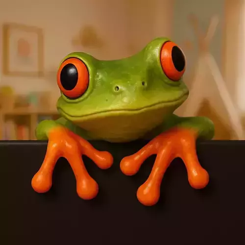 Cute Tree Frog Stylized Relief STL Sculpture Kids Room Decor 3D print model