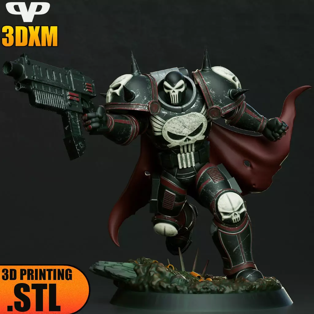 Punisher STL for 3D Printing 3DXM ChibiSTL 3D print model_0