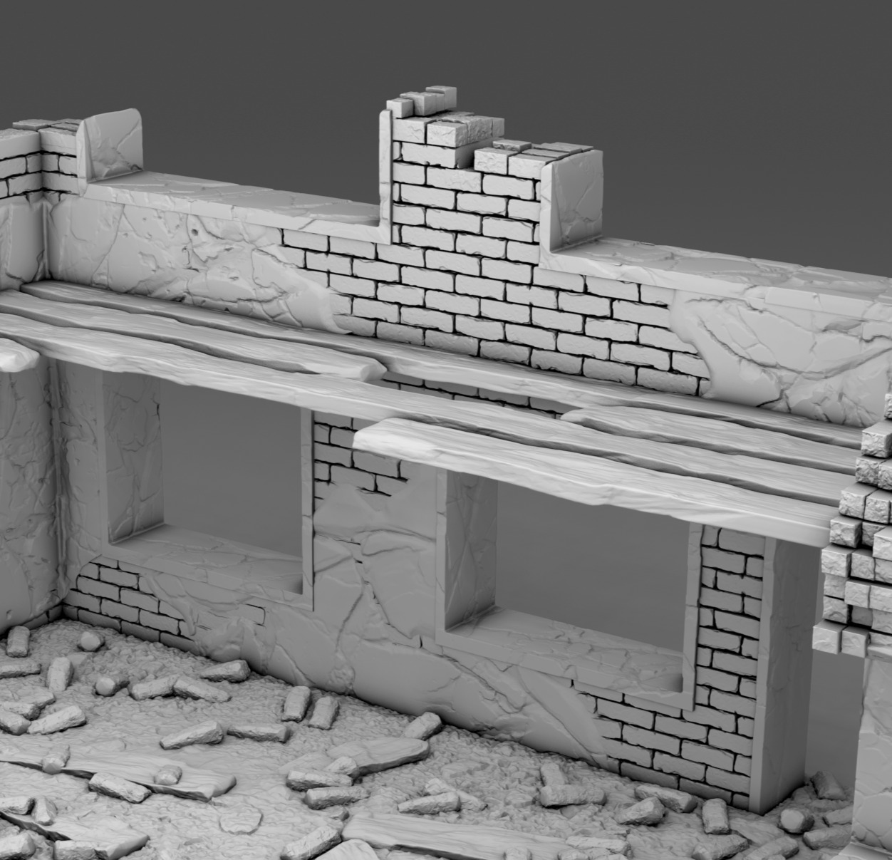 Part of a destroyed building 3D print model_9