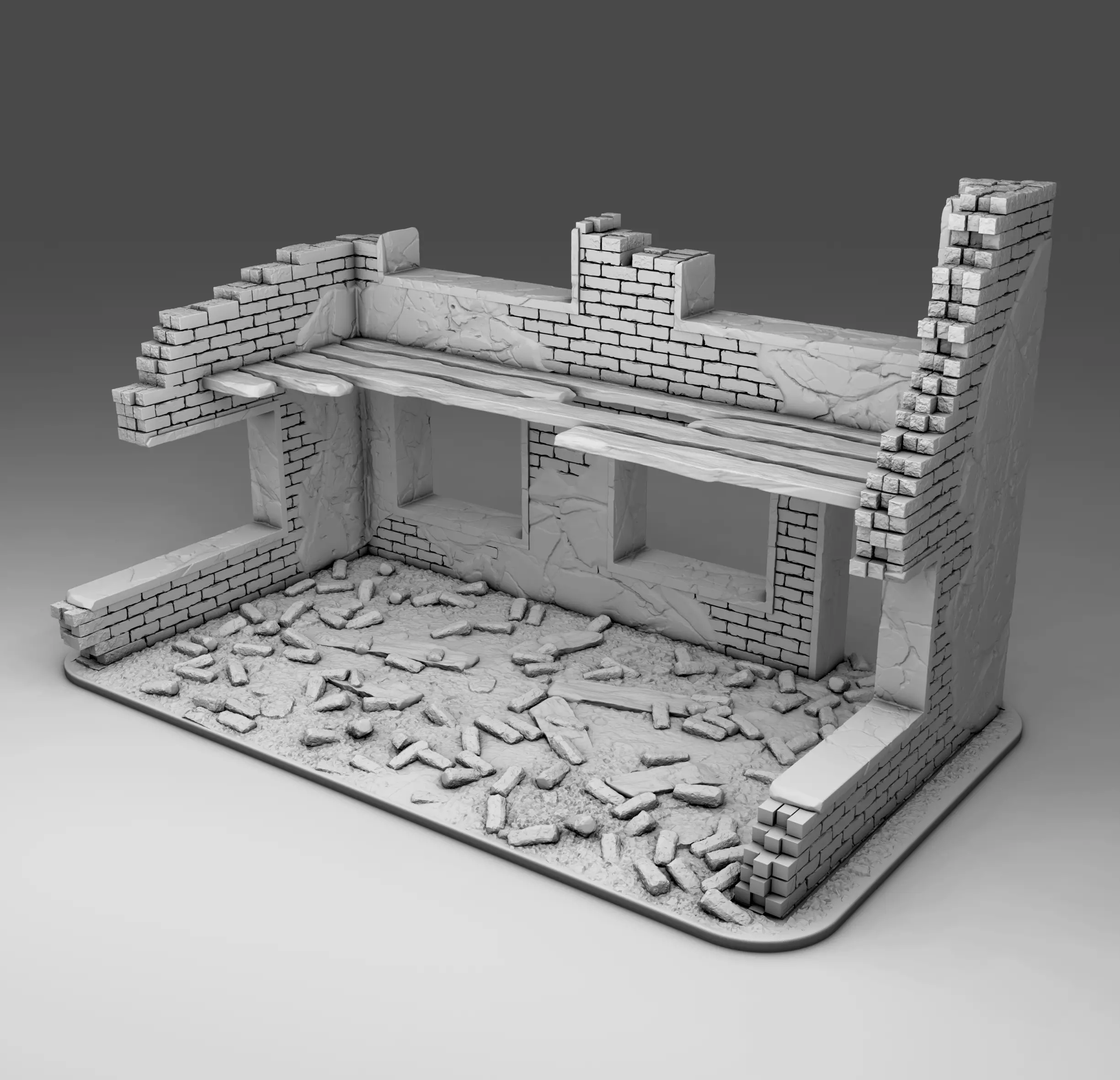 Part of a destroyed building 3D print model_0