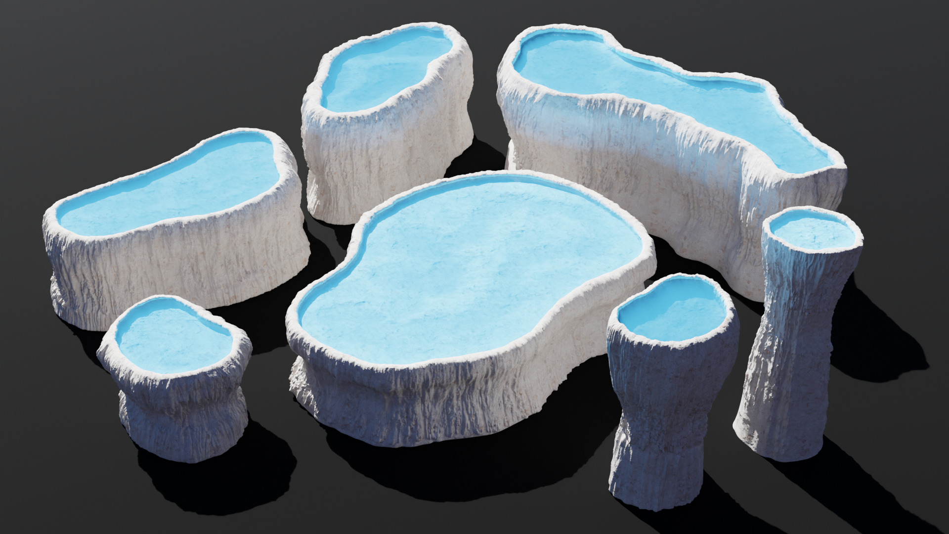Travertine Terrace Pools - 3D Modular Asset Pack 3D model_3
