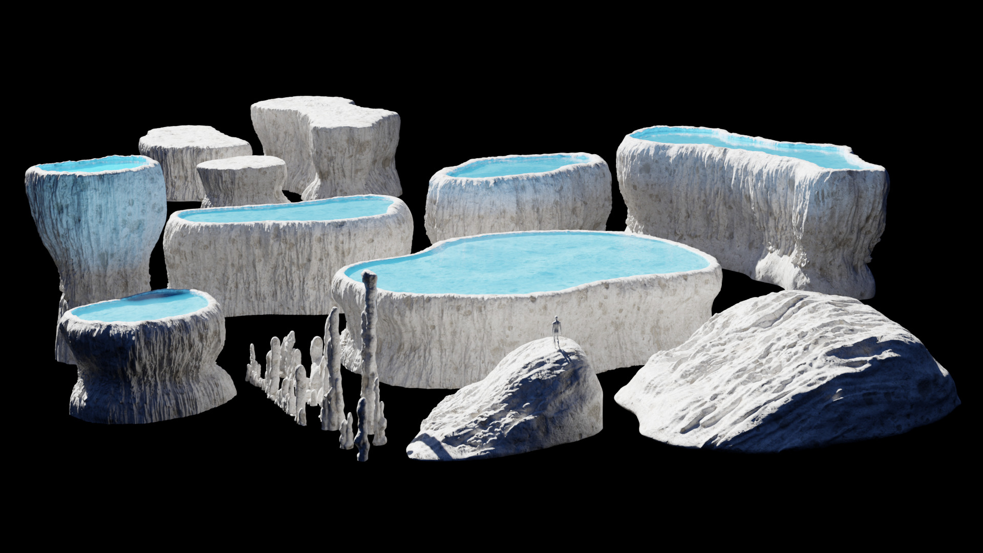 Travertine Terrace Pools - 3D Modular Asset Pack 3D model_2