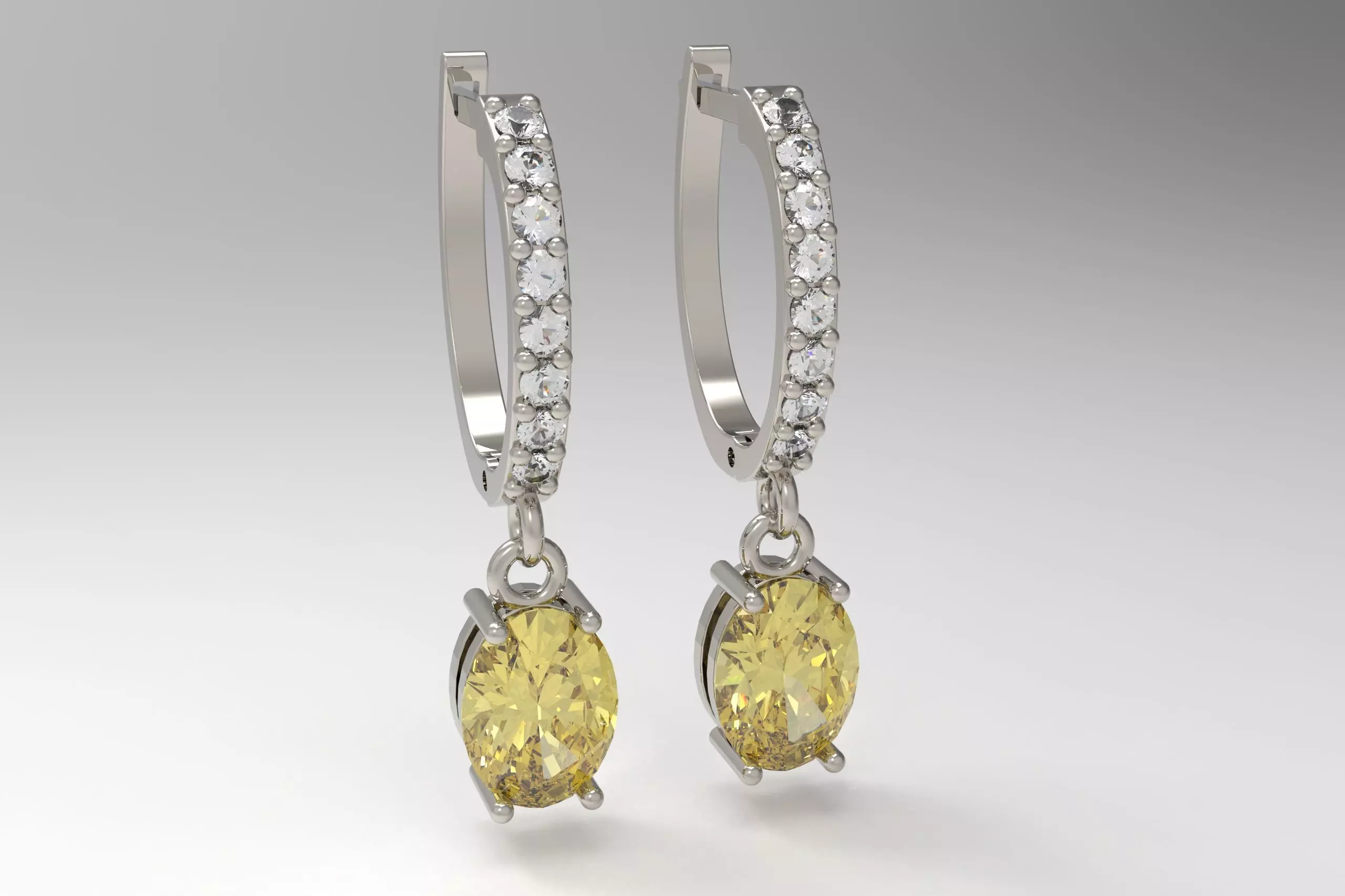 Elegant Drop Diamond Earrings Free 3D print model