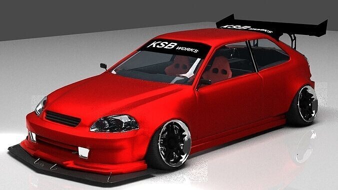 Honda ek9 custom ksbworks Low-poly 3D model