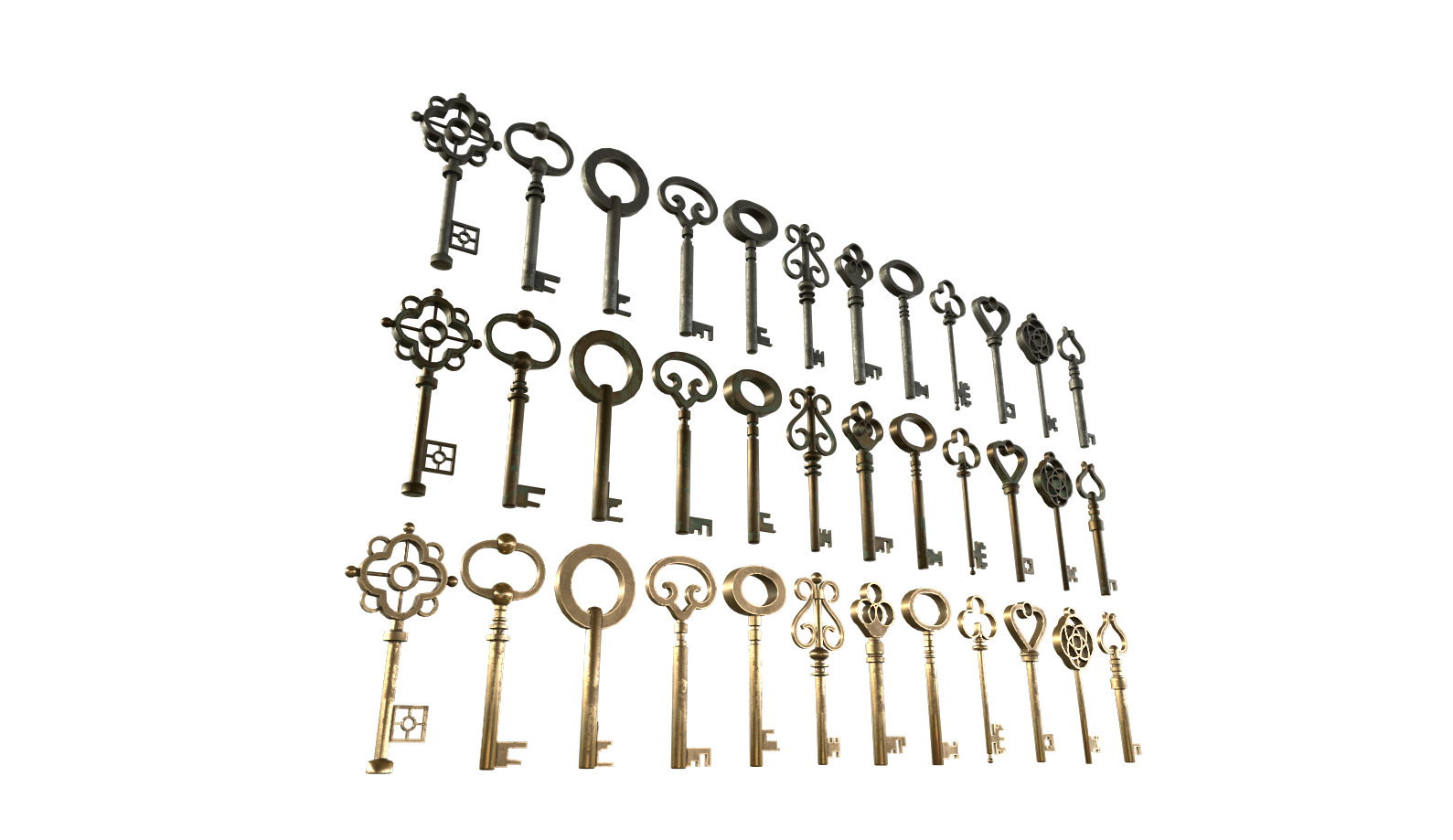 Old Keys Pack Low-poly 3D model_2