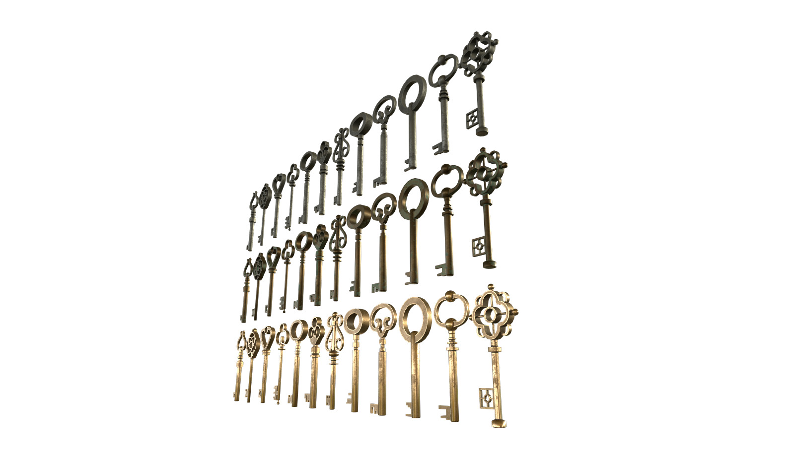 Old Keys Pack Low-poly 3D model_4