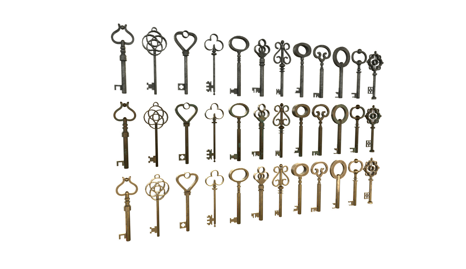 Old Keys Pack Low-poly 3D model_3