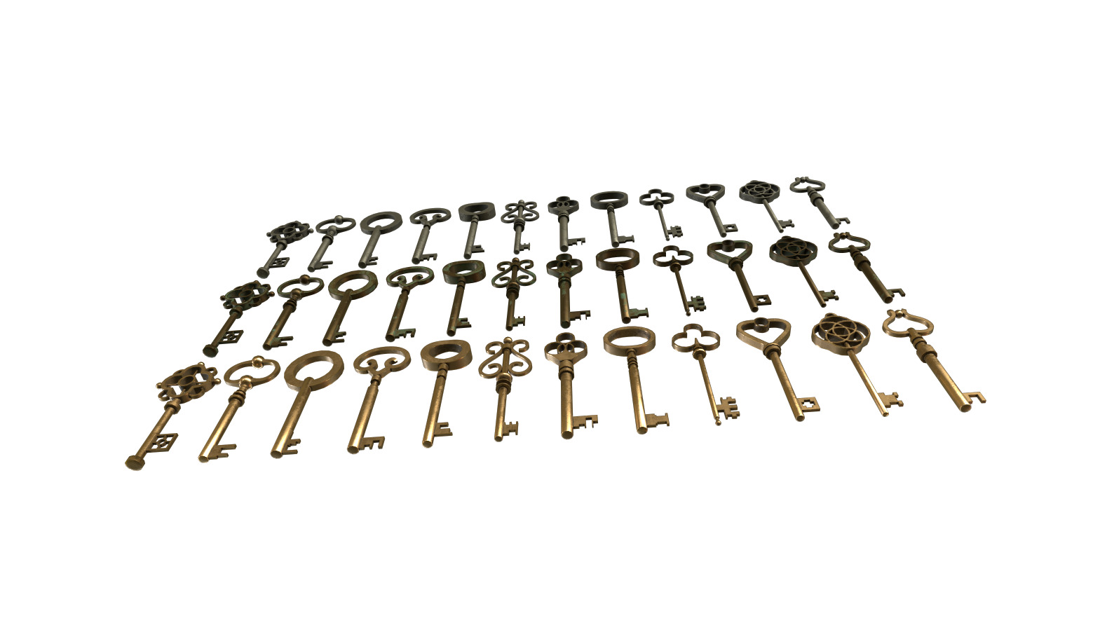 Old Keys Pack Low-poly 3D model_5