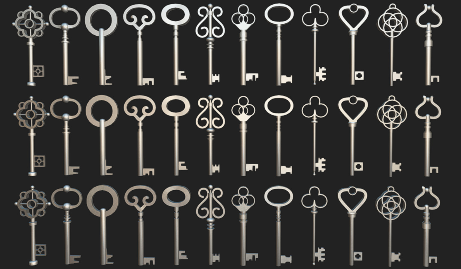 Old Keys Pack Low-poly 3D model_6