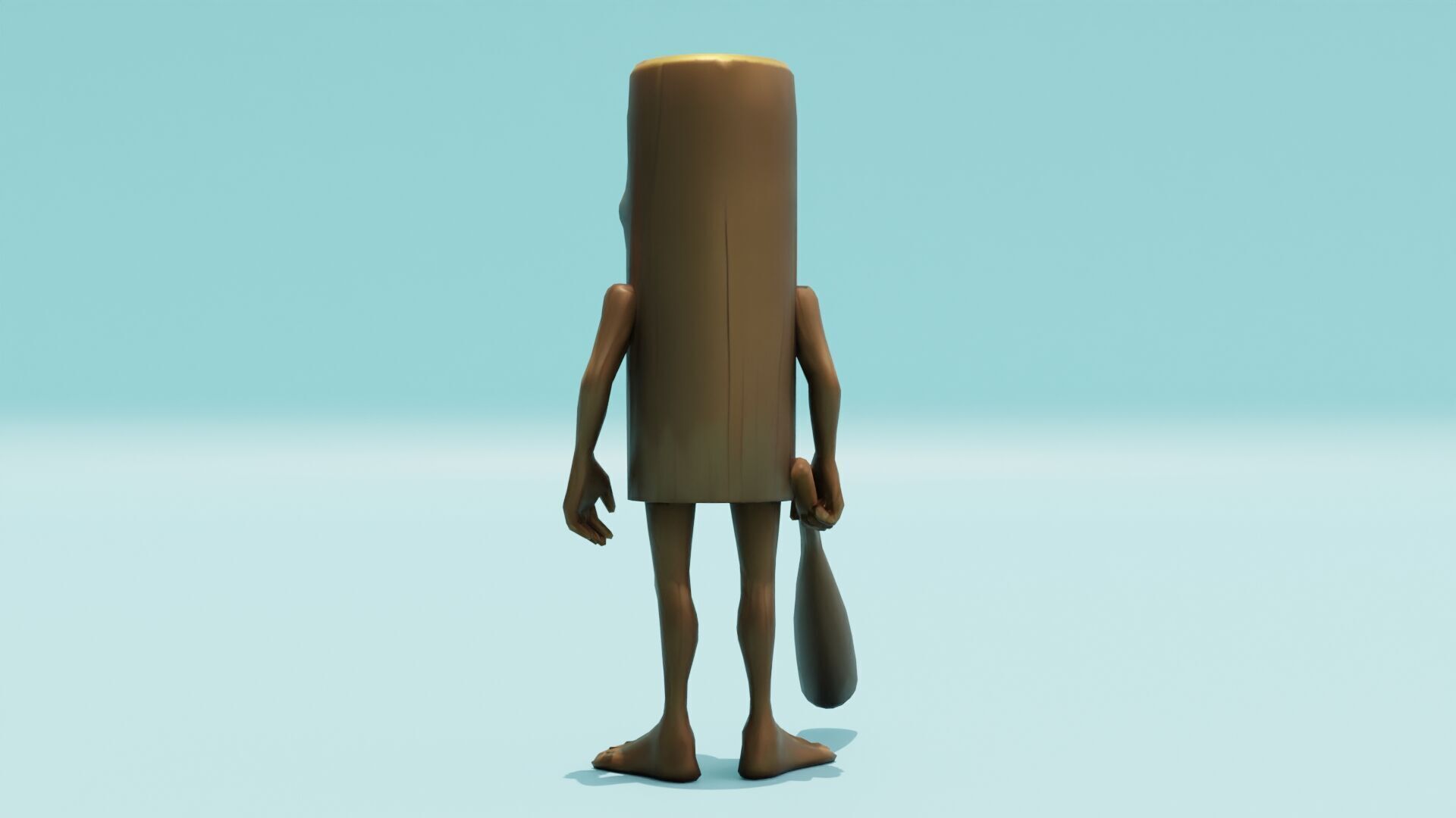 Tung Tung Tung Sahur Italian brainrot Low Poly Character Low-poly 3D model_6