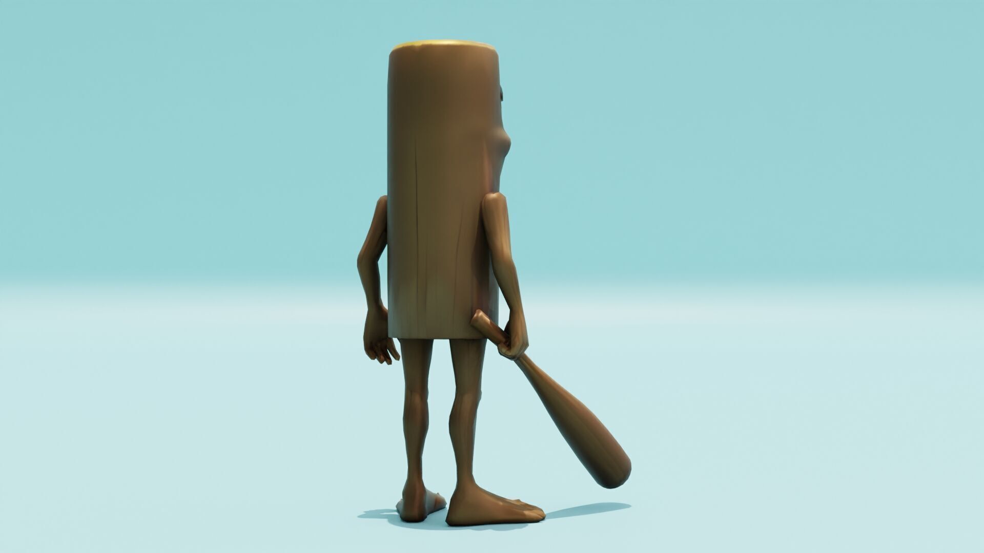 Tung Tung Tung Sahur Italian brainrot Low Poly Character Low-poly 3D model_7