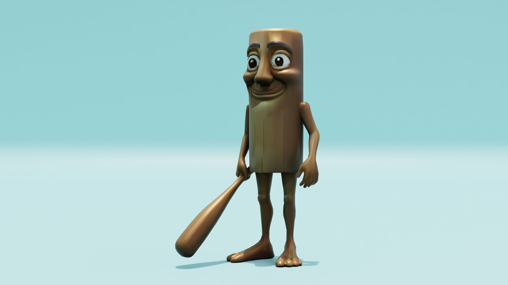 Tung Tung Tung Sahur Italian brainrot Low Poly Character Low-poly 3D model_1