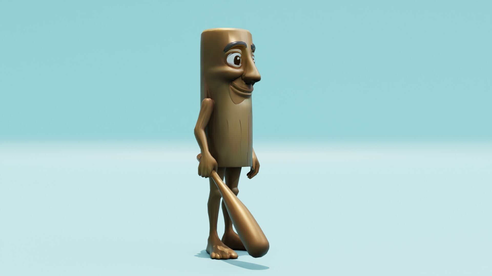 Tung Tung Tung Sahur Italian brainrot Low Poly Character Low-poly 3D model_10