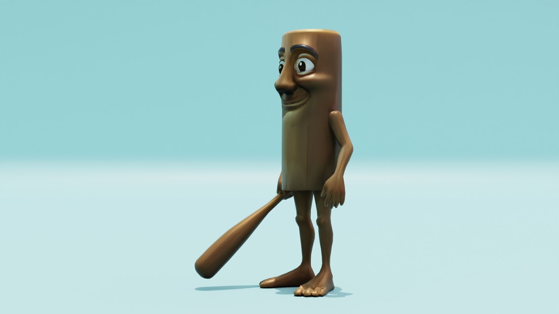 Tung Tung Tung Sahur Italian brainrot Low Poly Character Low-poly 3D model_2