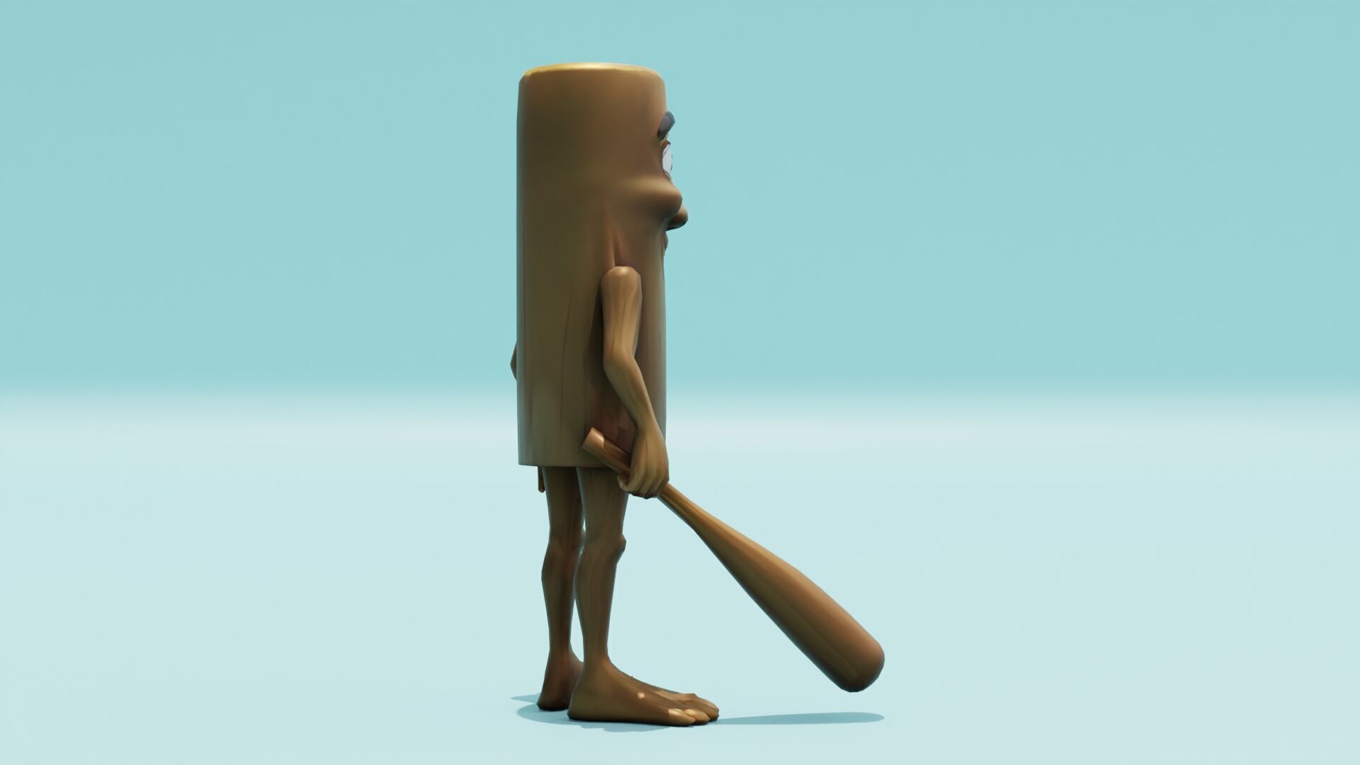 Tung Tung Tung Sahur Italian brainrot Low Poly Character Low-poly 3D model_8