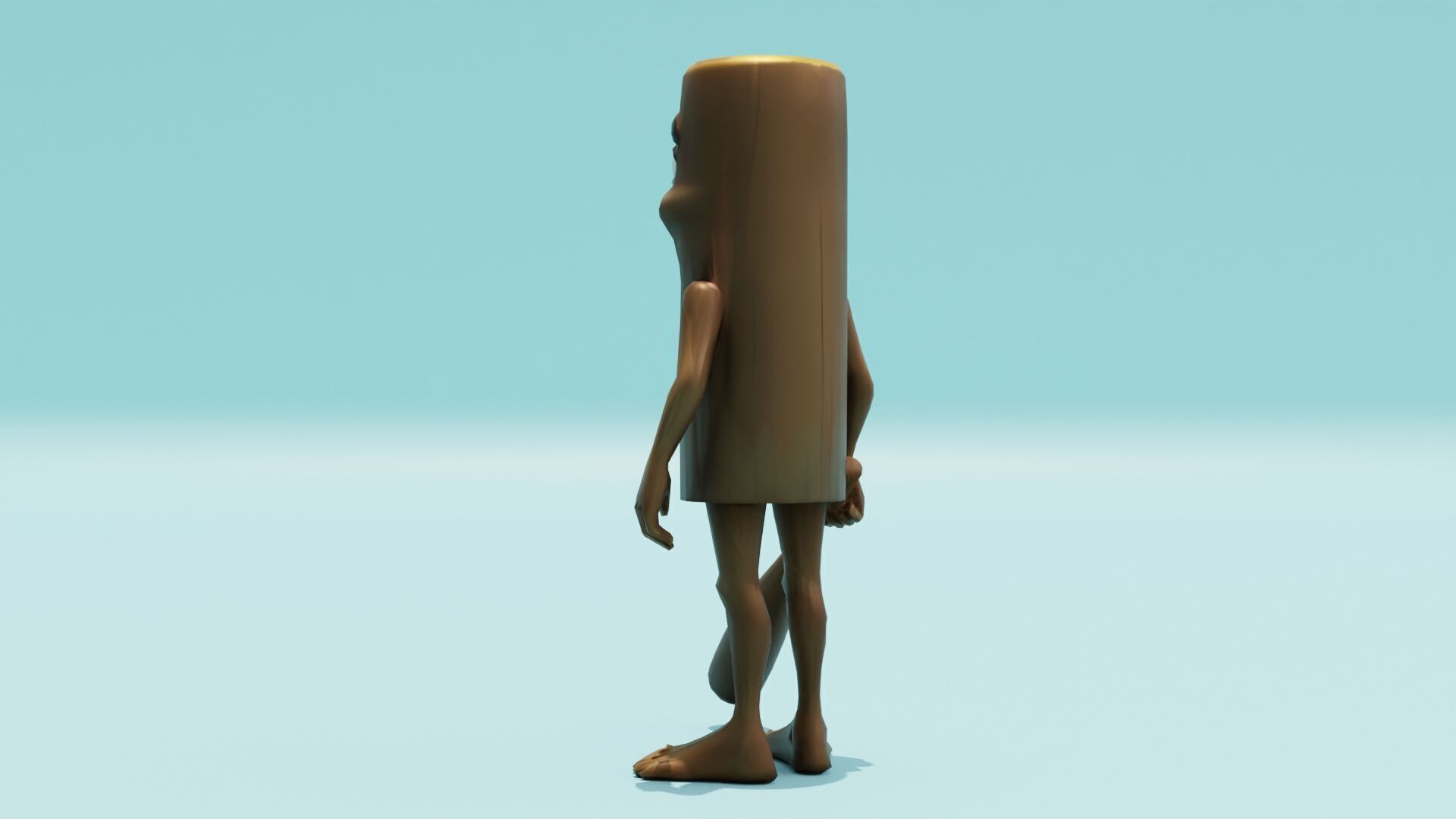 Tung Tung Tung Sahur Italian brainrot Low Poly Character Low-poly 3D model_5
