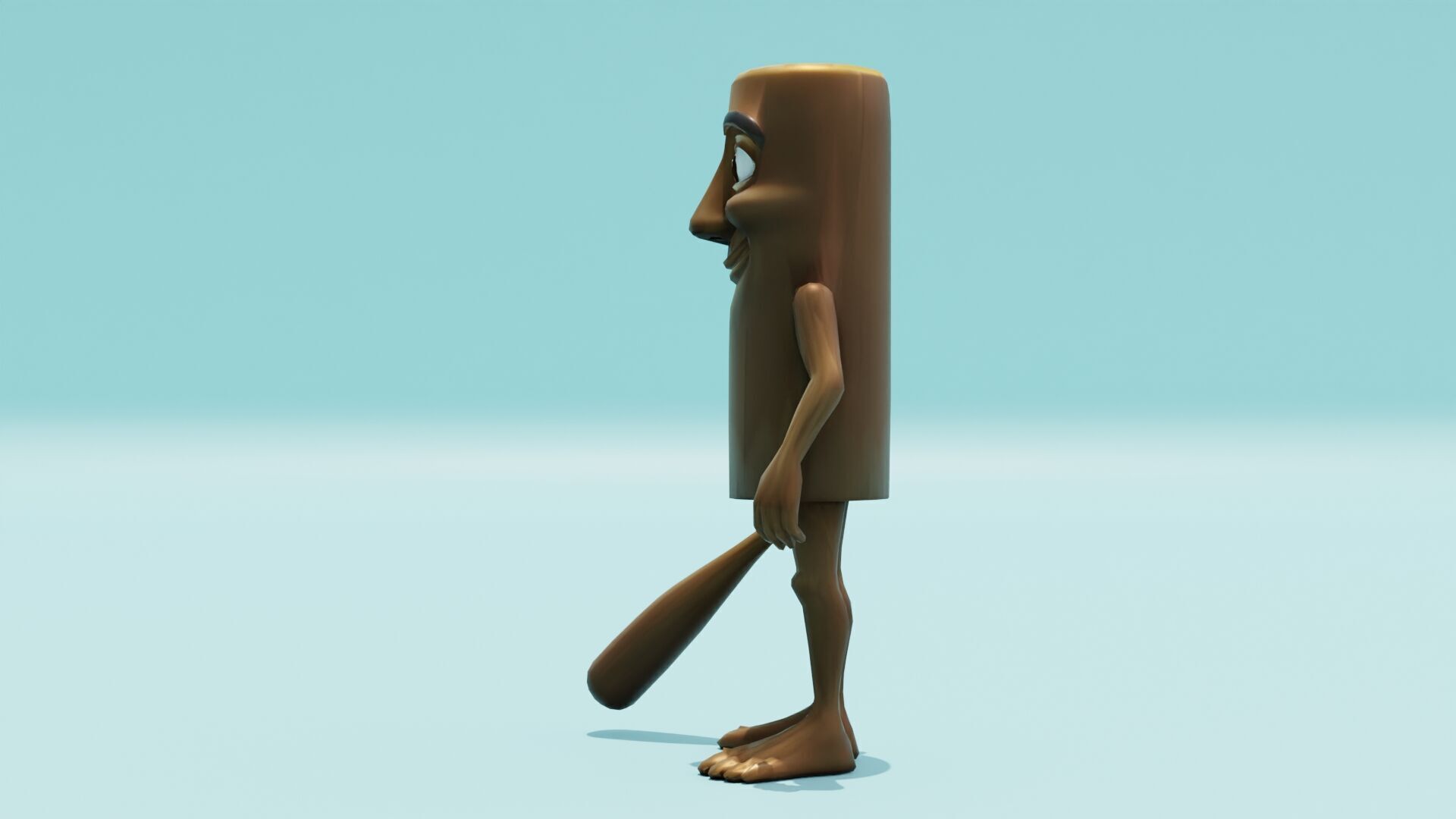 Tung Tung Tung Sahur Italian brainrot Low Poly Character Low-poly 3D model_4