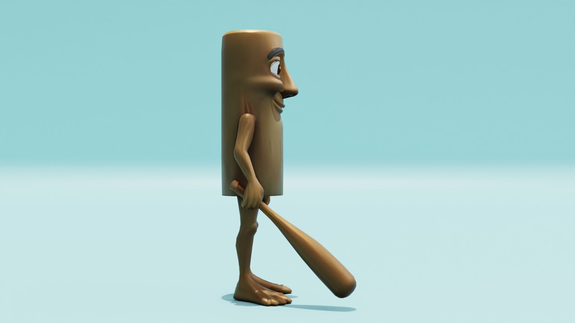 Tung Tung Tung Sahur Italian brainrot Low Poly Character Low-poly 3D model_9