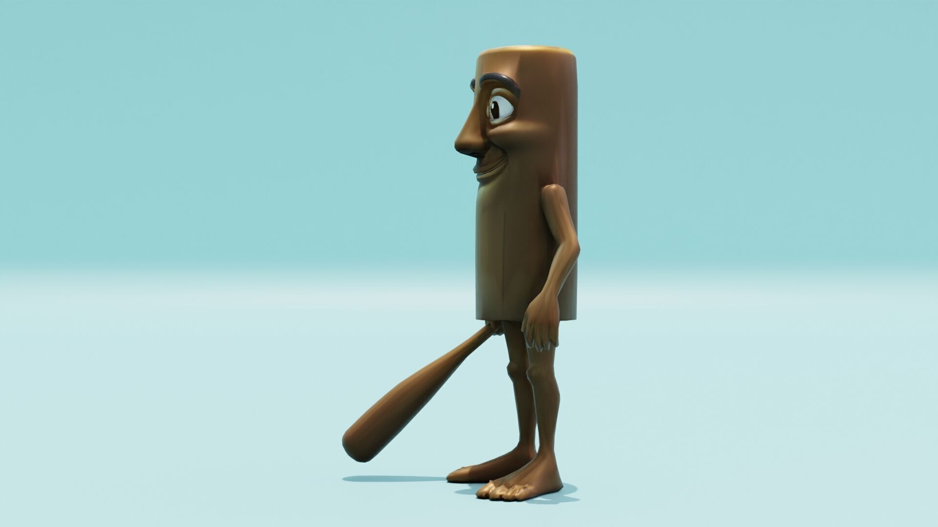 Tung Tung Tung Sahur Italian brainrot Low Poly Character Low-poly 3D model_3