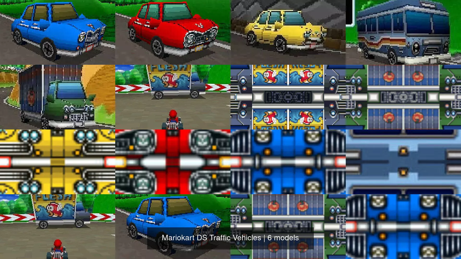 Mariokart DS Traffic Vehicles 3D Model Collection_0