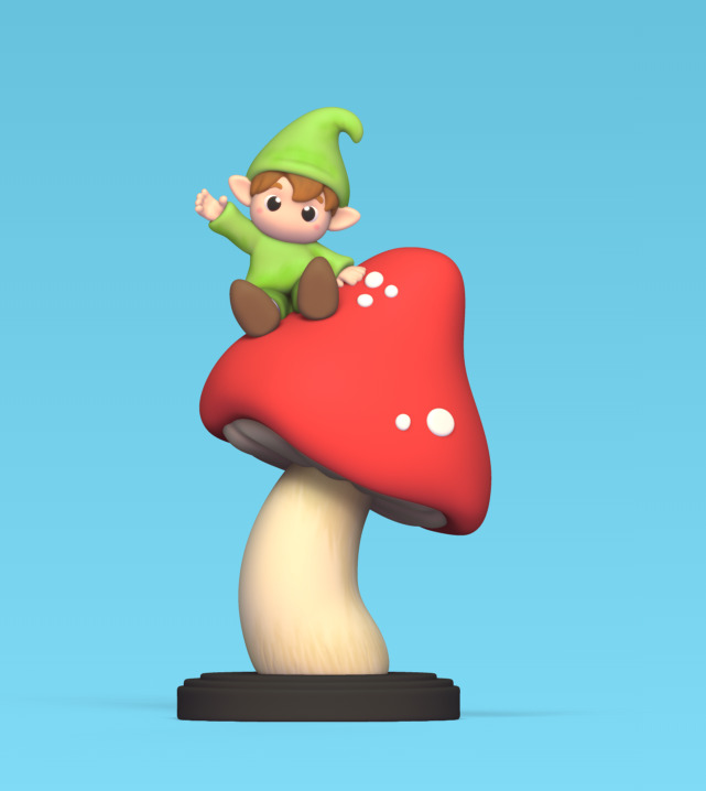 Elf Mushroom 3D print model_1