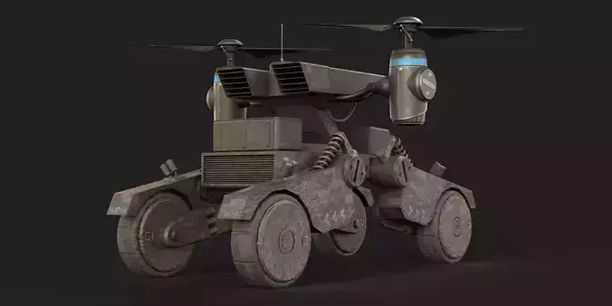 Tactical Wheeled UAV with Dual Propeller Lift System