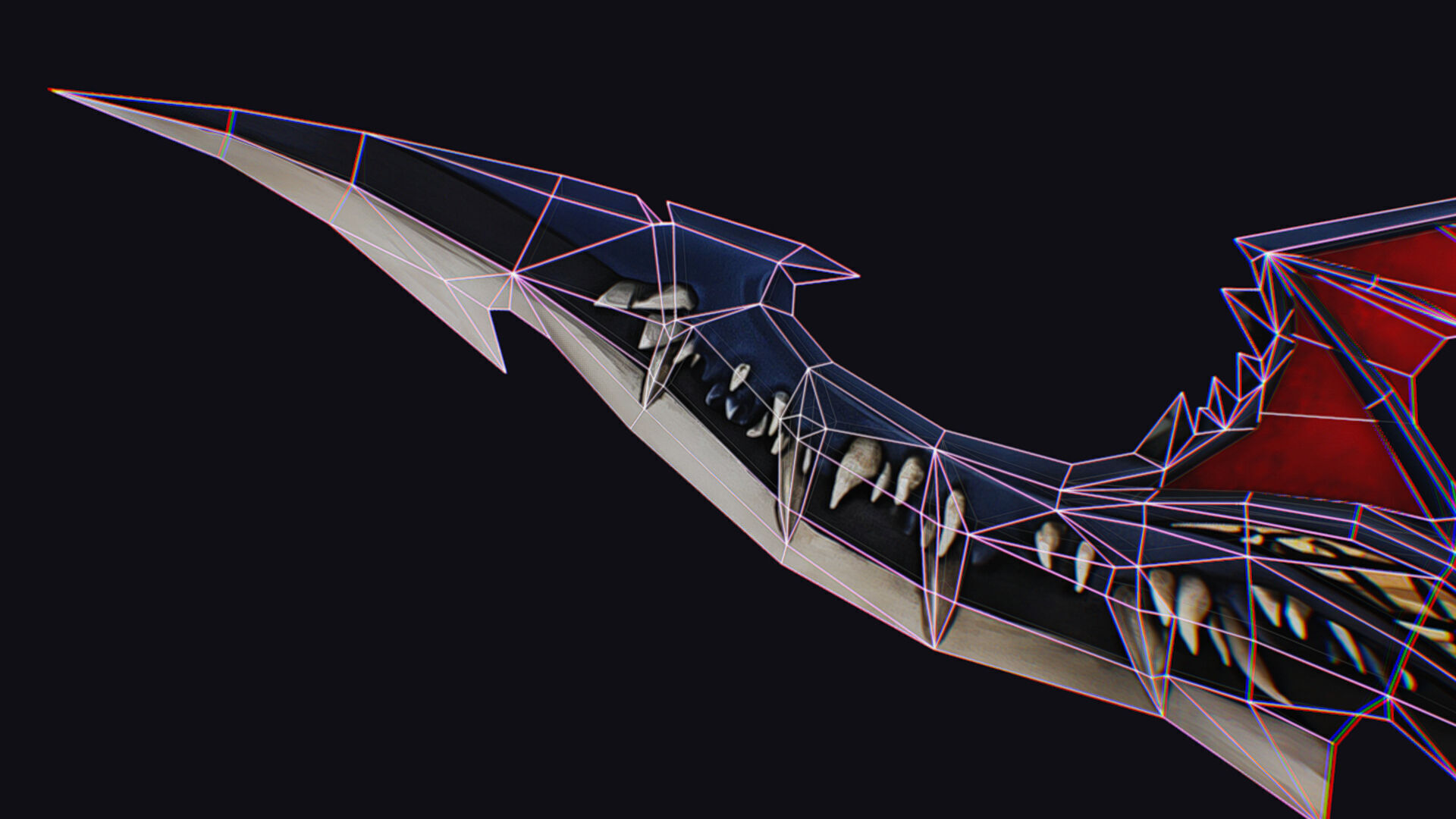 Dagger Dragon Jaw Teeth Short Blade Sharpener Wedge Grinding Low-poly 3D model_18