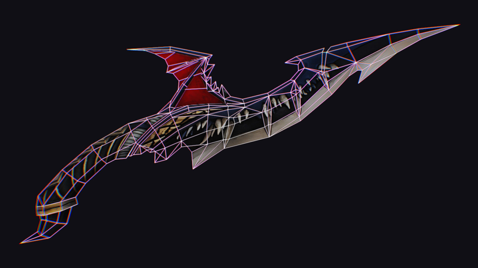 Dagger Dragon Jaw Teeth Short Blade Sharpener Wedge Grinding Low-poly 3D model_13