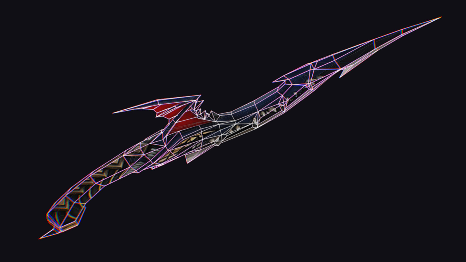 Dagger Dragon Jaw Teeth Short Blade Sharpener Wedge Grinding Low-poly 3D model_14