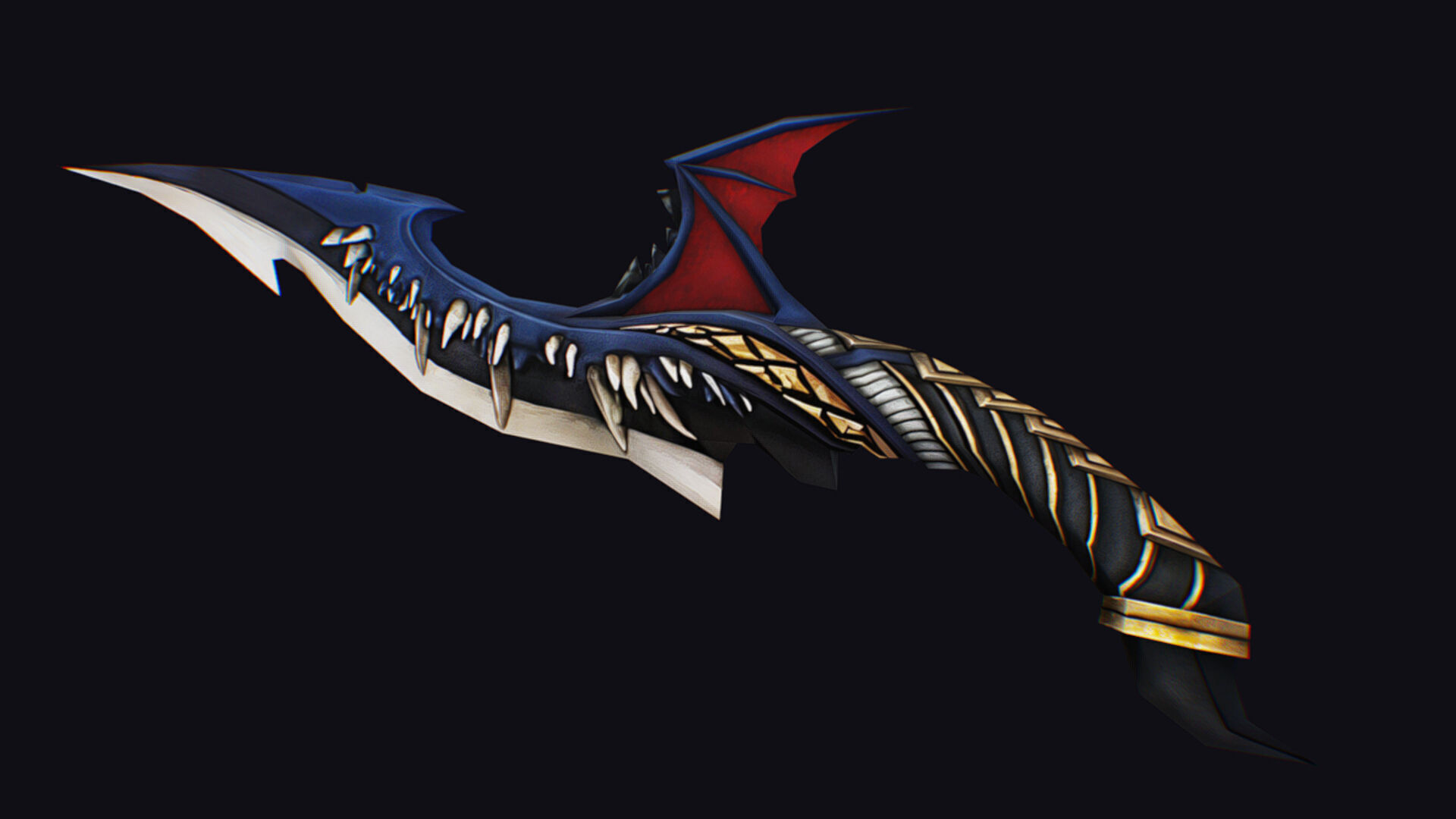 Dagger Dragon Jaw Teeth Short Blade Sharpener Wedge Grinding Low-poly 3D model_6