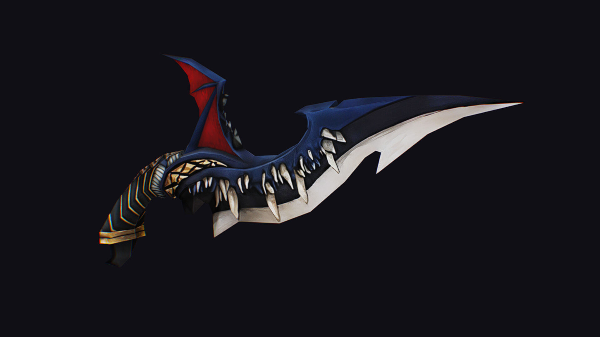 Dagger Dragon Jaw Teeth Short Blade Sharpener Wedge Grinding Low-poly 3D model_2