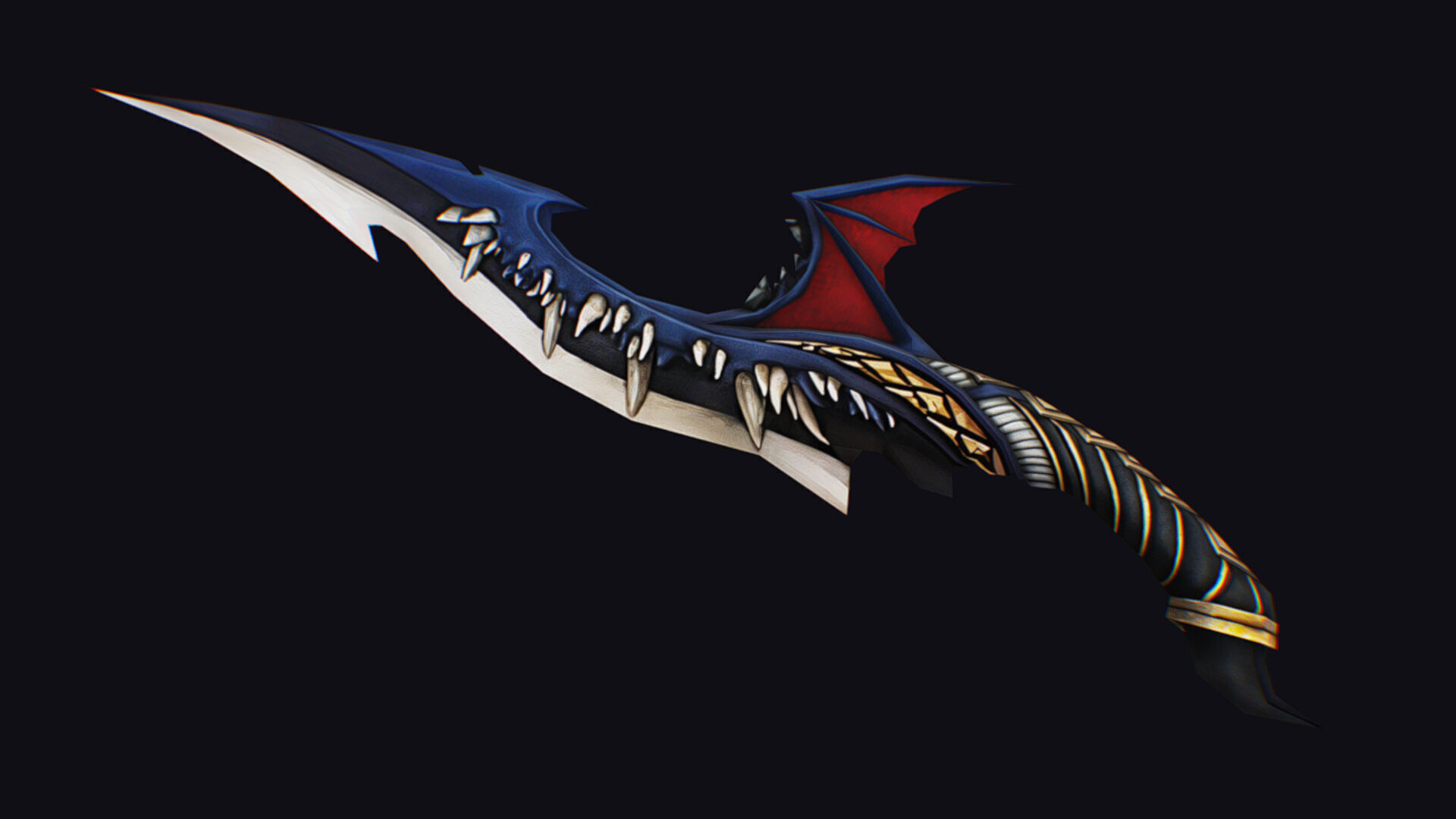 Dagger Dragon Jaw Teeth Short Blade Sharpener Wedge Grinding Low-poly 3D model_5