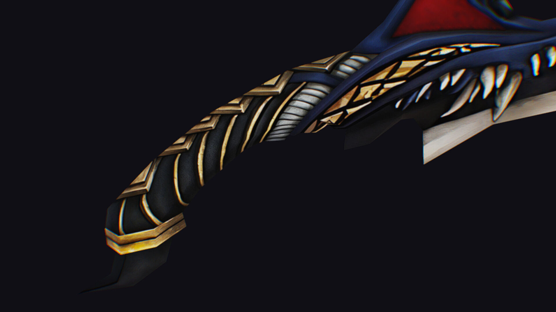 Dagger Dragon Jaw Teeth Short Blade Sharpener Wedge Grinding Low-poly 3D model_9