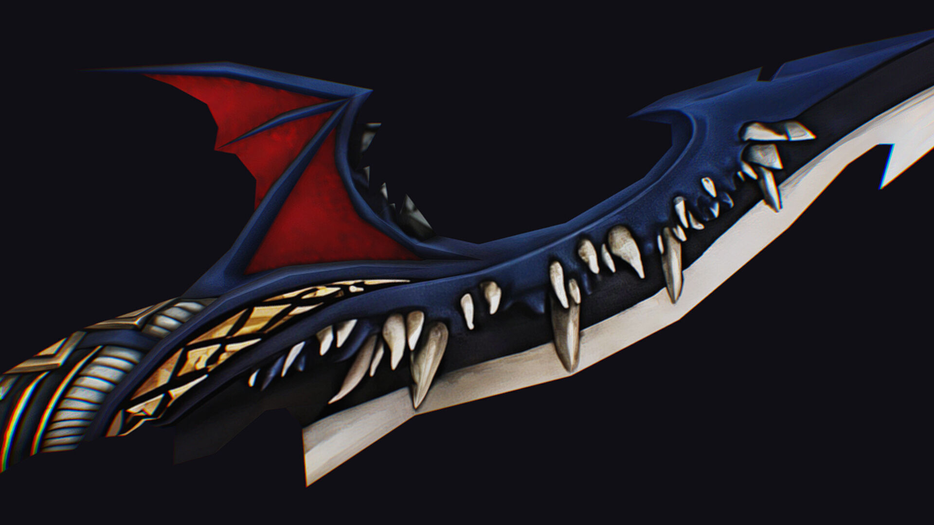 Dagger Dragon Jaw Teeth Short Blade Sharpener Wedge Grinding Low-poly 3D model_11